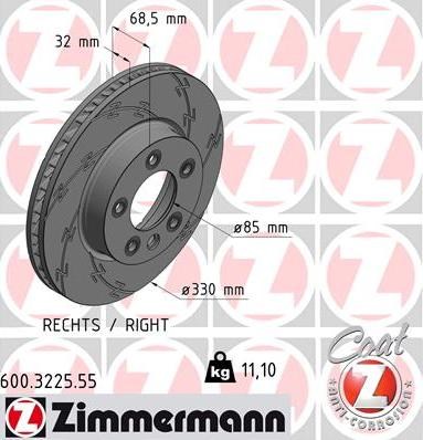Диск тормозной передний 600322555 ZIMMERMANN