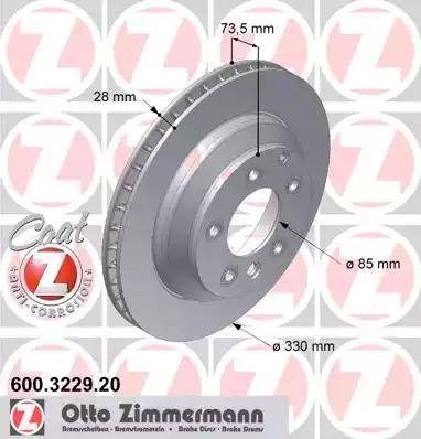 Задний тормозной диск 600322920 ZIMMERMANN