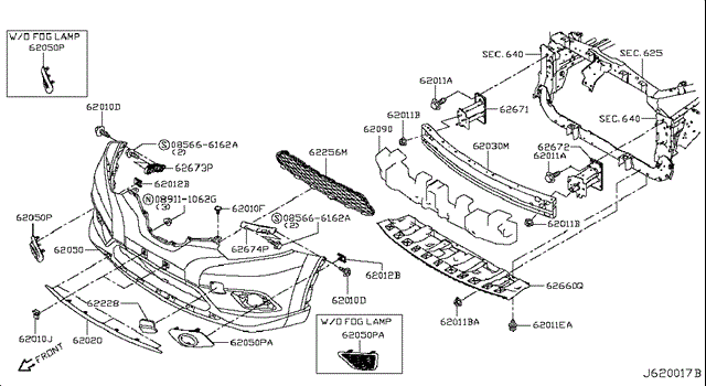 622114CL0A NISSAN Кронштейн усилителя переднего бампера купить в Тернополь
