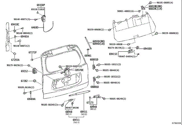 Замок пятой двери 6911060233 TOYOTA