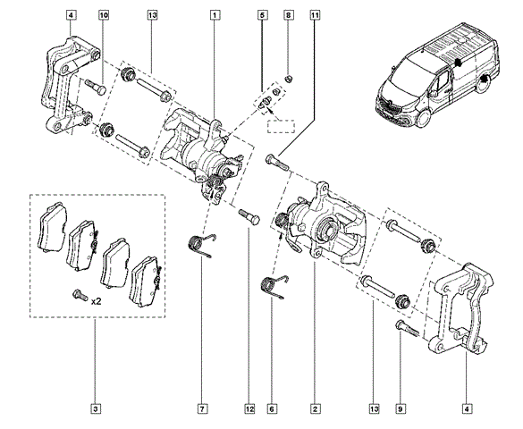 Суппорт тормозной задний левый renault trafic ii, iii (7701056166) renault 7701056166