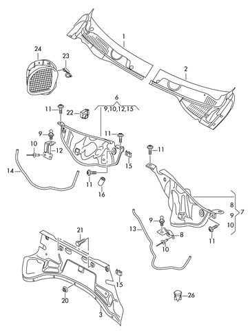 Водосток лобового стекла, жабо 7P6819401B VAG