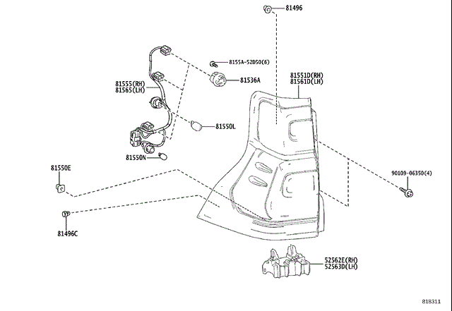 Правый стоп 8155160C30 TOYOTA