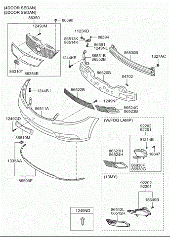 Кожух бампера переднего 865111M301 HYUNDAI