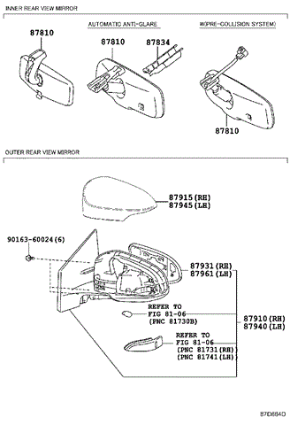 Боковое зеркало заднего вида правое 8791002G30 TOYOTA