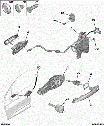 Ручка двери передней наружная правая 9101LW PEUGEOT
