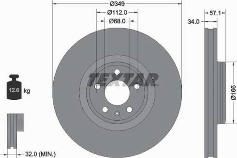 Диск тормозной передний 92289305 TEXTAR