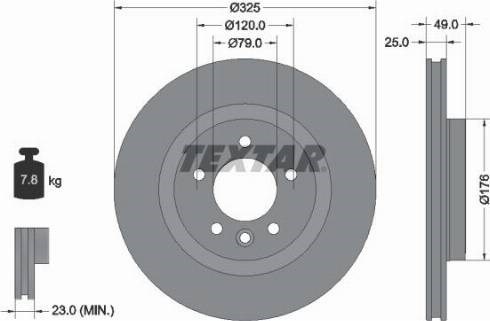 Диск тормозной задний 92307803 TEXTAR