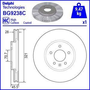 Тормоз дисковый передний BG9238C DELPHI