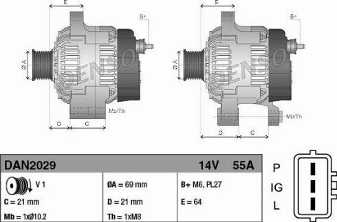 Генератор автомобильный DAN2029 DENSO