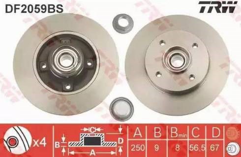 Тормозные диски DF2059BS TRW
