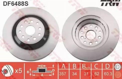 Тормоз дисковый передний DF6488S TRW