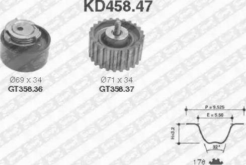 ГРМ ремни, комплект KD45847 SNR
