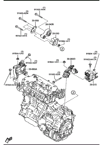 Гидроопора двигателя задняя KF5939040A MAZDA