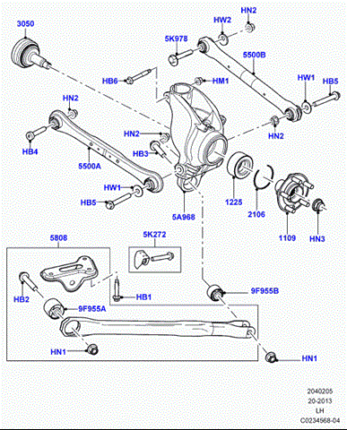 Поперечная тяга задней подвески LR029576 LAND ROVER