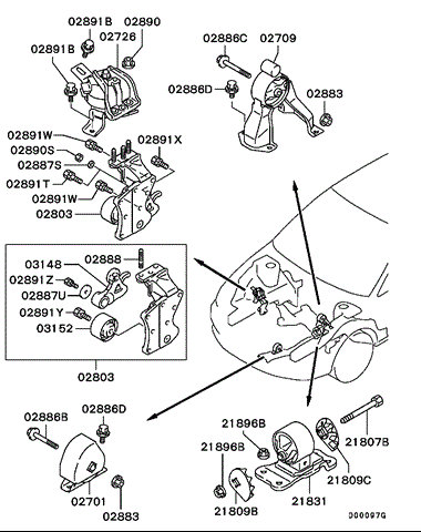 Задняя опора двигателя MR961214 MITSUBISHI