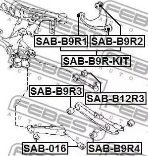 Сайлентблок заднего рычага SABB9RKIT FEBEST