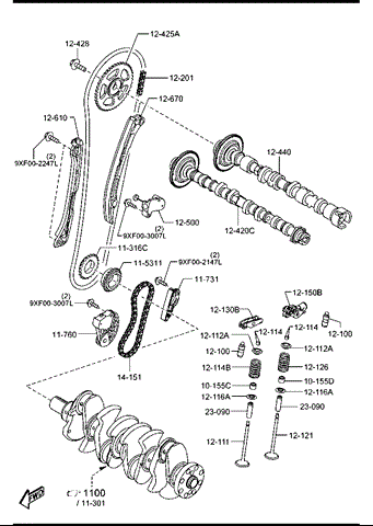 Цепь привода маслянного насоса SH1714151 MAZDA