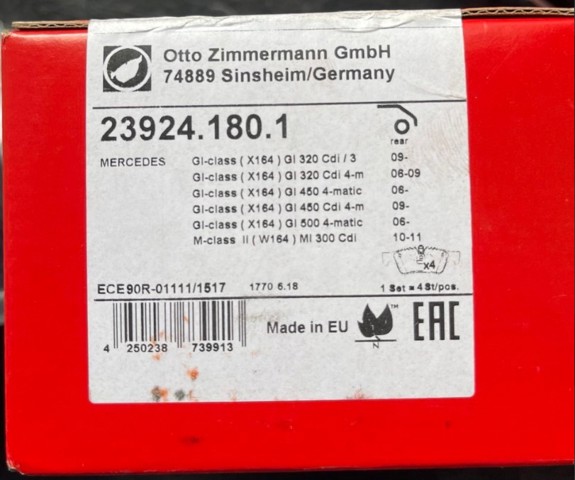 239241801 ZIMMERMANN Задние тормозные колодки купить в Тернополь