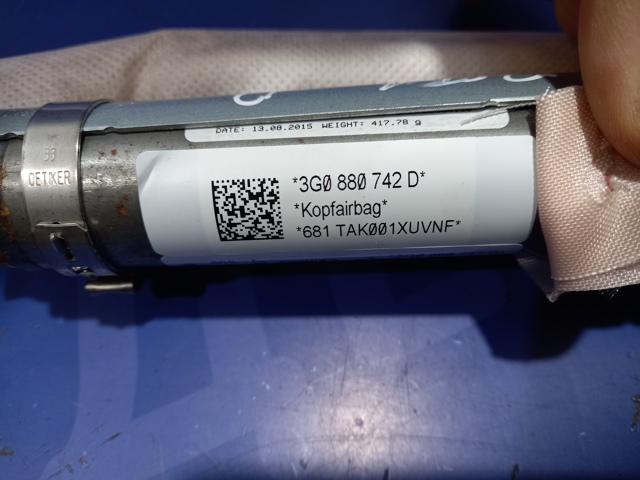 VAG 3G0880742F Подушка безопасности (AIRBAG) шторка боковая правая в наличии Харьков