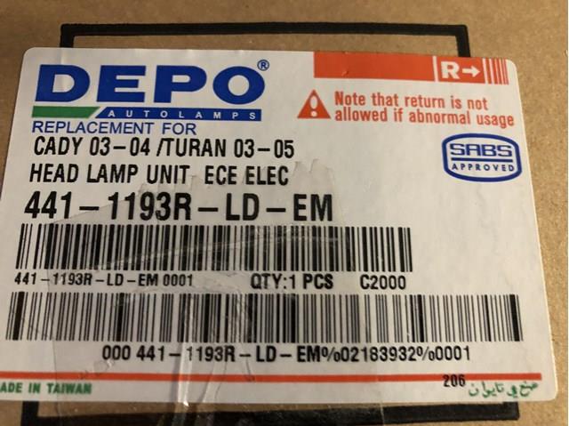 4411193RLDEM DEPO Фара правая купить в Хмельницкий