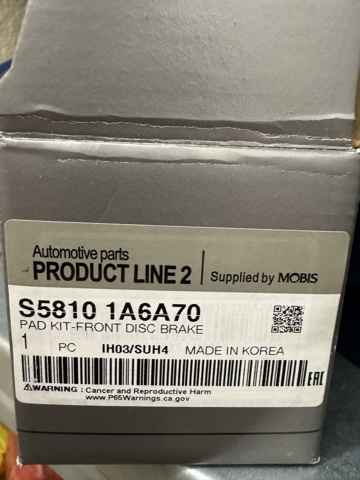 Колодки тормозные дисковые комплект 58101A6A70 HYUNDAI