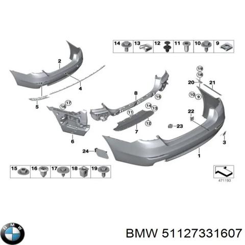 Кронштейн бампера заднего, левый 51127331607 BMW