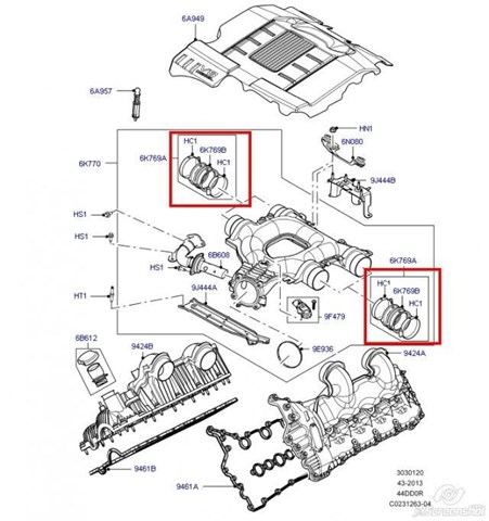 Патрубок воздушного фильтра LR043614 LAND ROVER