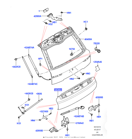 Задняя дверь LR049220 LAND ROVER
