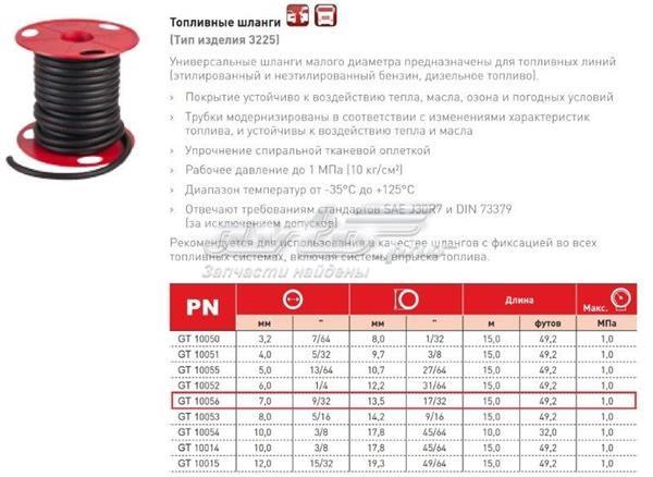 10056 GATES Обратная топливная трубка купить в Николаев