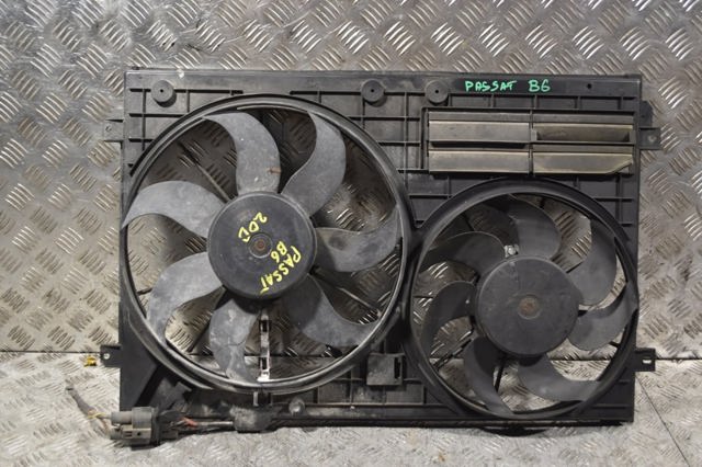 Вентилятор радиатора комплект 2 секции 7 лопастей+7 лопастей с диффузором vw (b6) 1K0121207AA