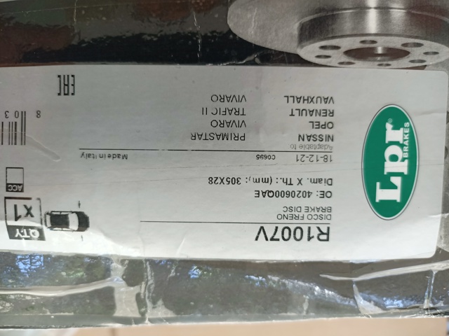 LPR R1007V Передние тормозные диски в наличии Днепр
