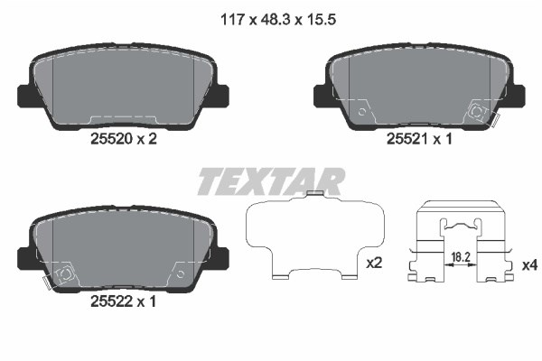 Задние тормозные колодки 2552001 TEXTAR