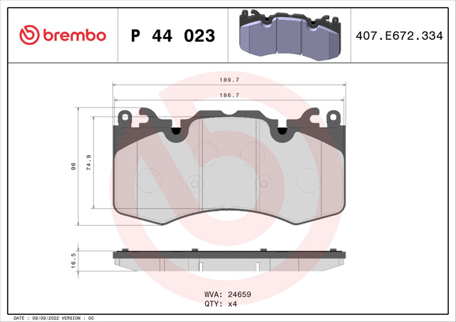 Колодки передние P44023 BREMBO
