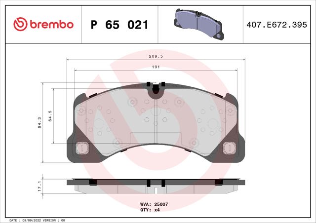 BREMBO P65021 Колодки тормозные передние дисковые в наличии Ужгород