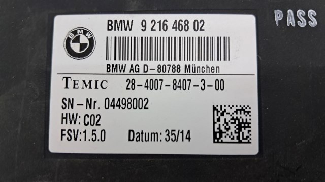Модуль управления (ЭБУ) переднего сидения 9216468 BMW