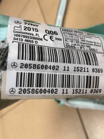 MERCEDES 2058600402 Подушка безопасности (AIRBAG) шторка боковая левая в наличии Черкассы
