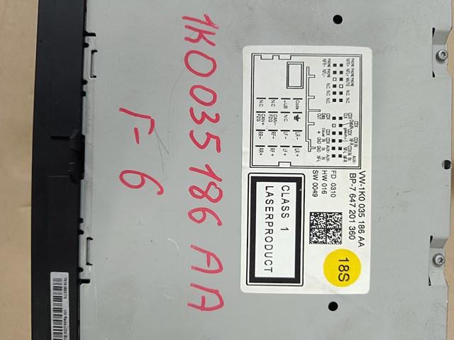 VAG 1K0035186AA Магнитола (радио AM/FM) в наличии Харьков