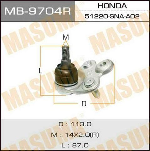 MASUMA MB9704R Нижняя правая шаровая опора в наличии Хмельницкий