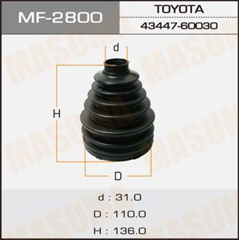 Пыльники шарниров угловых скоростей передних, комплект MF2800 MASUMA