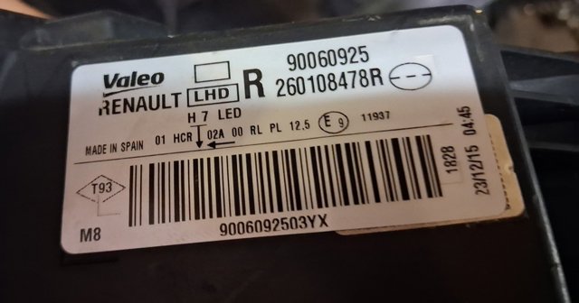 RENAULT 260108478R Фара правая в наличии Чернигов