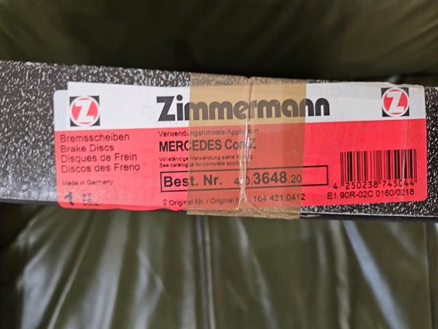 ZIMMERMANN 400364820 Диск тормозной передний в наличии Николаев