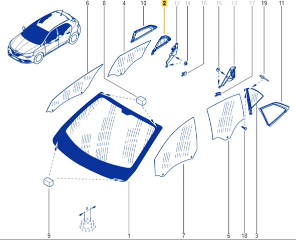 Стукло багажника, правое 822204158R RENAULT
