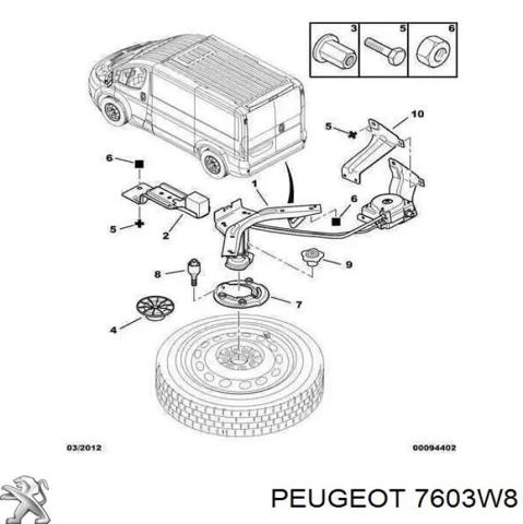 Тали подъема запасного колеса 7603W8 PEUGEOT
