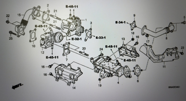 18730RFWG01 Байпасный клапан EGR, рециркуляции газов купить Каменское