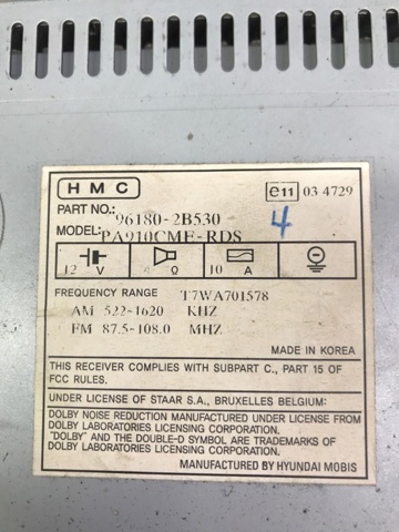 Магнитола (радио AM/FM) 961802B530 HYUNDAI