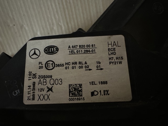 MERCEDES A4478200061 Левая фара в наличии Черновцы