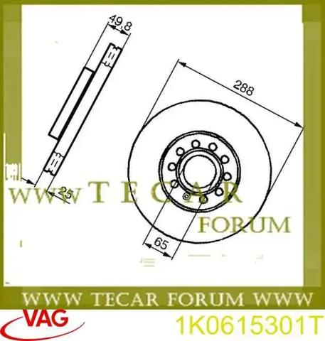Ремкомплект тормозов передних 1K0615301T VAG
