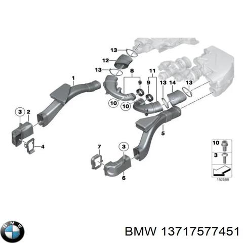 BMW 13717577451 Патрубок воздушный, вход в турбину (наддув) в наличии Львов