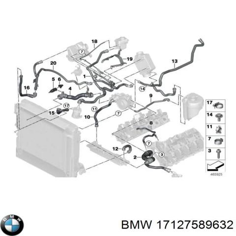 Патрубок радиатора охлаждения нижний 17127589632 BMW